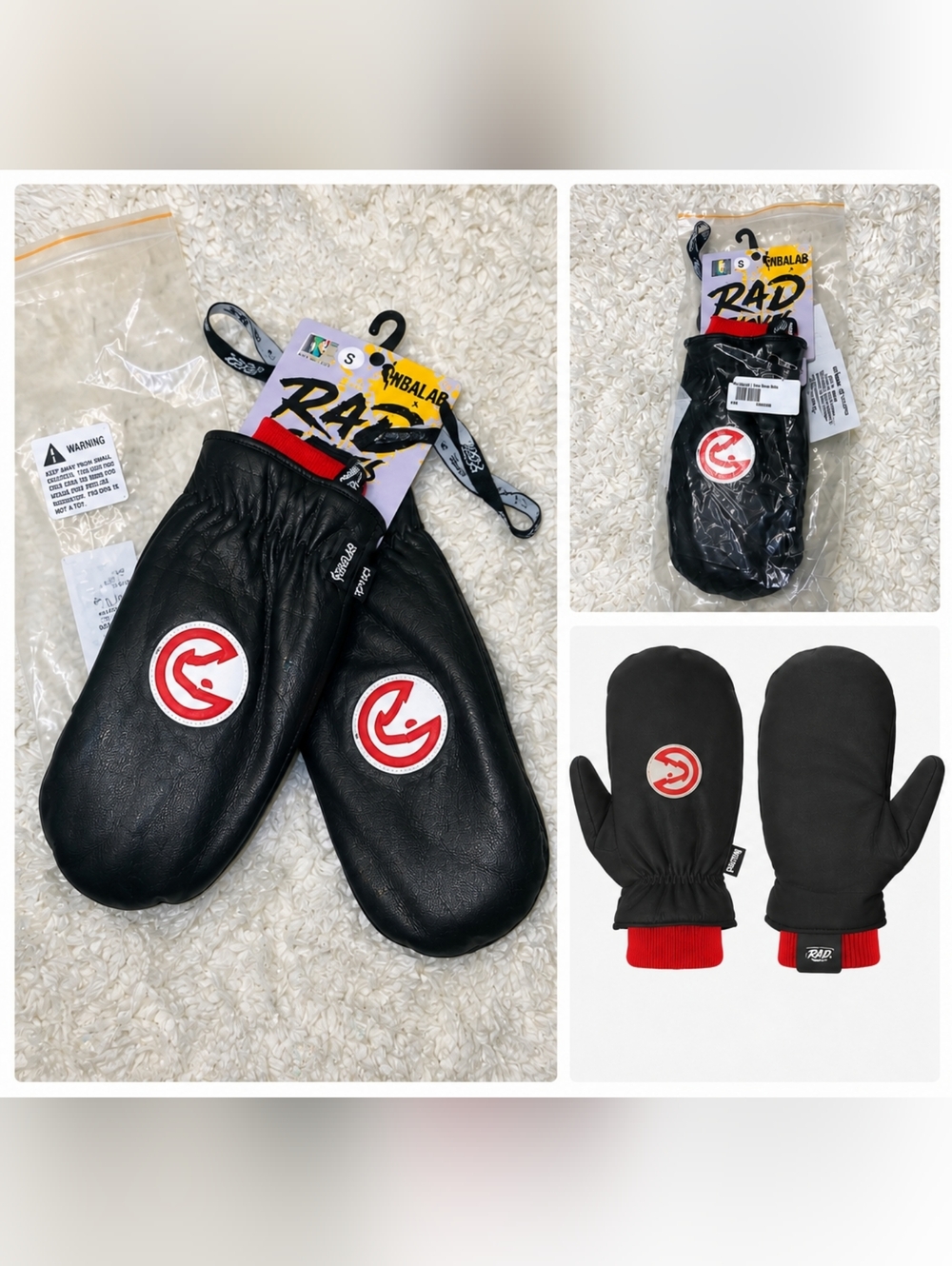 New Atlanta Hawks Adult Snow Gloves/ mittens individual finger slots ins…